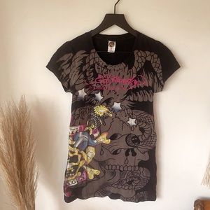 Y2K Ed Hardy Graphic Tee